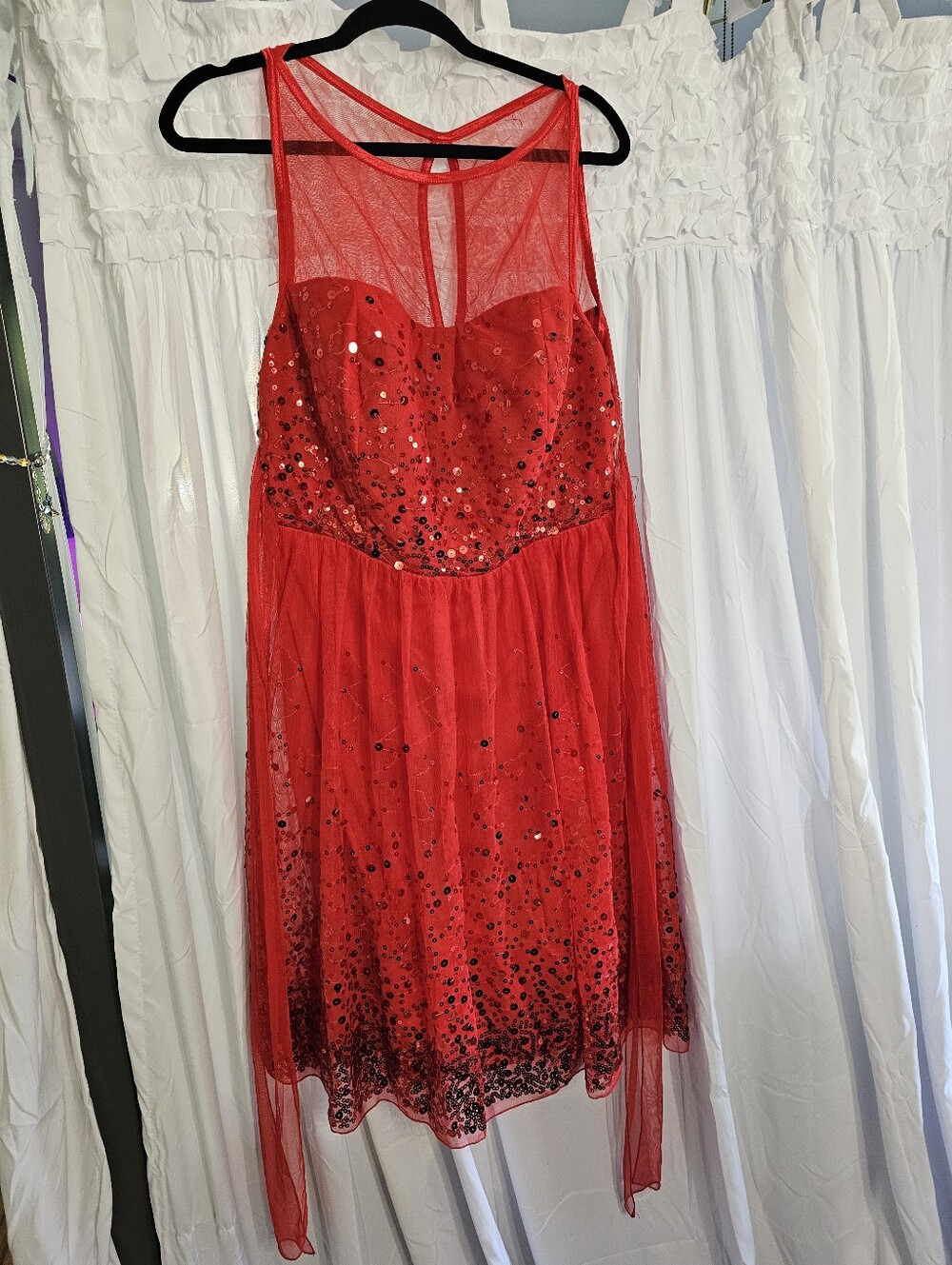 Rue+ Red Sequin Mesh Prom Dress with